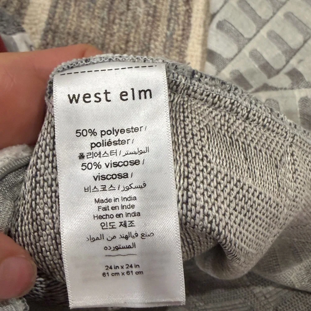 West Elm Light Gray Geometric Knit Pillow Cover